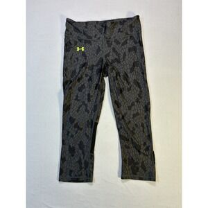 Under Armour Compression‎ Leggings Womens Medium Black Purple Crop Pocket UA